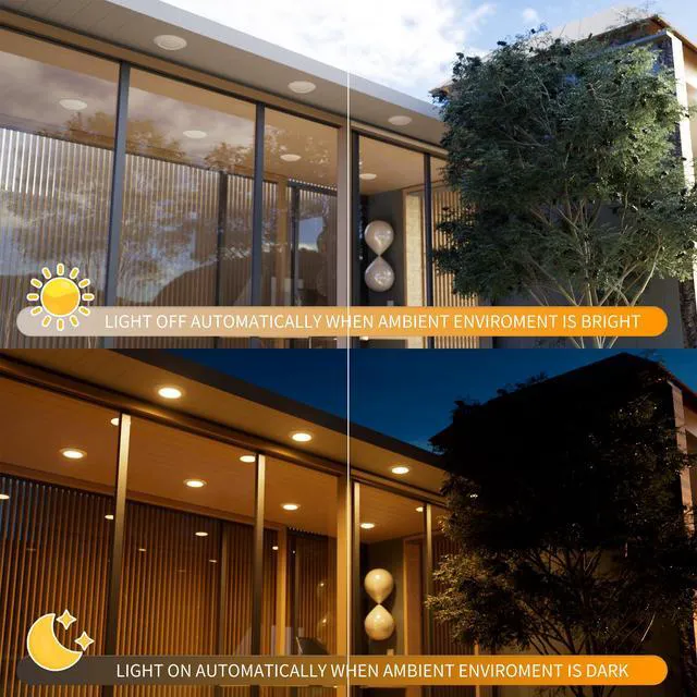 Alt view image 3 of 7 - 6 Inch LED Low Profile Disk Light with Dusk to Dawn Sensor, 120VAC, 15W, 5CCT Color Changing, 1000LM, Non-Dimmable, ETL, Shower Rated Screw in Photocell Ceiling Light, White/8 Packs