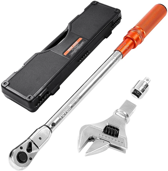 Main image of Adjustable Torque Wrench 1/2 Inch Drive, 20-160Ft.lb/27.1-216.8Nm, 38MM Open End, 3/8 Inch Drive Torque Wrench with Interchangeable Jaw & Ratchet Head for HVAC, Car, Moto, Narrow Pipeline