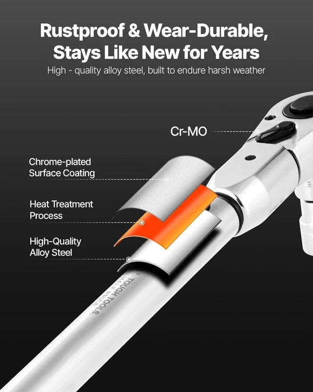 Alt view image 5 of 7 - Adjustable Torque Wrench 1/2 Inch Drive, 20-160Ft.lb/27.1-216.8Nm, 38MM Open End, 3/8 Inch Drive Torque Wrench with Interchangeable Jaw & Ratchet Head for HVAC, Car, Moto, Narrow Pipeline
