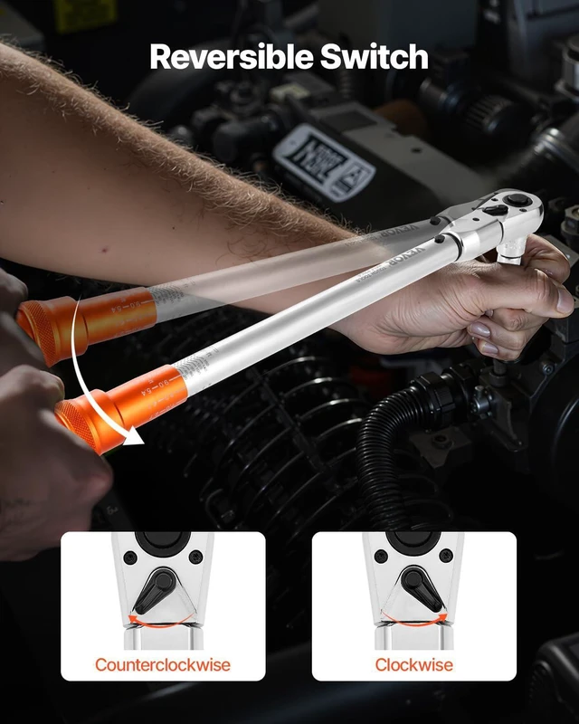 Alt view image 6 of 7 - Adjustable Torque Wrench 1/2 Inch Drive, 20-160Ft.lb/27.1-216.8Nm, 38MM Open End, 3/8 Inch Drive Torque Wrench with Interchangeable Jaw & Ratchet Head for HVAC, Car, Moto, Narrow Pipeline