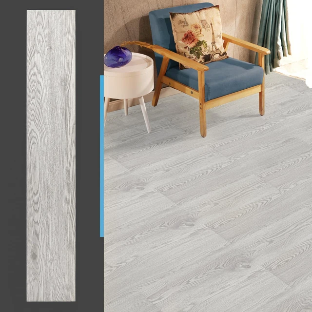 Alt view image 3 of 7 - 36-Pack Wood Texture Peel and Stick Vinyl Flooring Tiles, Grey Ash 18 & 54 sq.ft Options, Rigid Surface Hard Core, Waterproof, Self-Adhesive, Impact Resistant, Fit Indoor Household Spaces