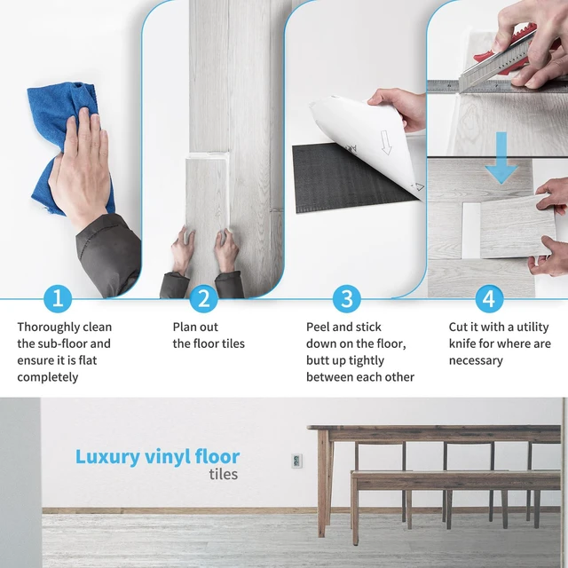 Alt view image 7 of 7 - 36-Pack Wood Texture Peel and Stick Vinyl Flooring Tiles, Grey Ash 18 & 54 sq.ft Options, Rigid Surface Hard Core, Waterproof, Self-Adhesive, Impact Resistant, Fit Indoor Household Spaces