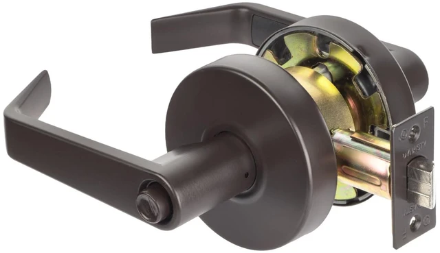 Alt view image 3 of 7 - Augusta Privacy Lever Set, ADA, Grade 2, Oil Rubbed Bronze ADA Compliant Privacy Door Lever Lockset For Bathroom Use, Grade 2 Heavy Duty Construction, Model AUG-20-10B