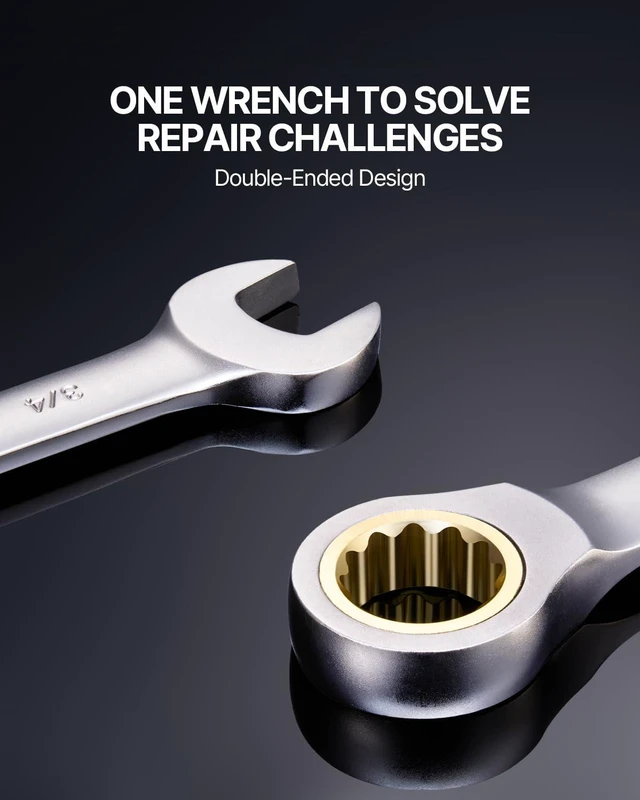 Alt view image 5 of 7 - 24-Piece Ratcheting Wrench Set, Ratchet Combination Wrench Set with Organizer, Nickel Plating, 72-Tooth, CR-V, Metric 8-19mm & SAE 1/4-7/8"