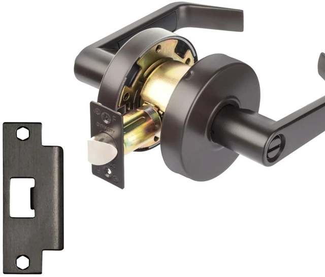 Alt view image 7 of 7 - Augusta Privacy Lever Set, ADA, Grade 2, Oil Rubbed Bronze ADA Compliant Privacy Door Lever Lockset For Bathroom Use, Grade 2 Heavy Duty Construction, Model AUG-20-10B