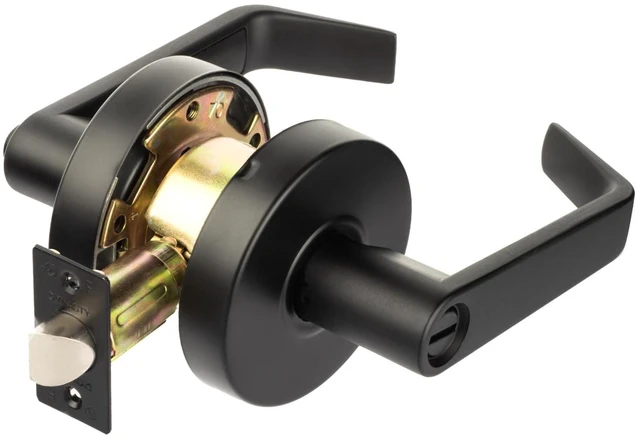 Main image of Augusta Privacy Lever Set, ADA, Grade 2, Flat Black ADA Compliant Privacy Door Lever Lockset For Bathroom Use, Grade 2 Heavy Duty Construction, Model AUG-20-US19