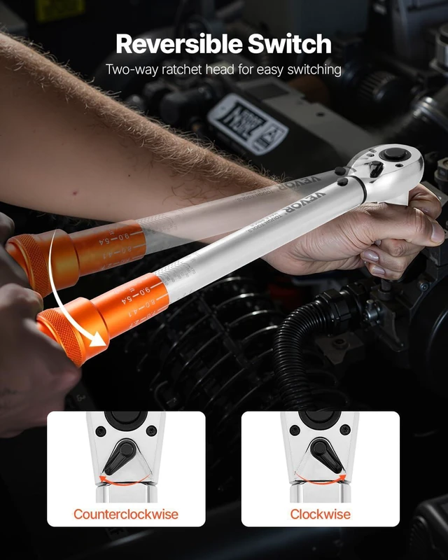 Alt view image 6 of 7 - 1/4 3/8 1/2 Inch Drive Torque Wrench, 3Pcs Click Torque Wrench Set 20-240IN-LB, 5-45FT-LB, 10-170FT-LB, Dual-Direction Adjustable 72 Tooth for Bicycle, Moto and Car Maintenance