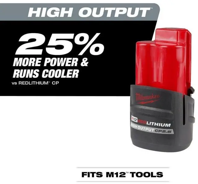 Alt view image 3 of 7 - 48-11-2425 M12 REDLITHIUM HIGH Output CP 2.5Ah Battery