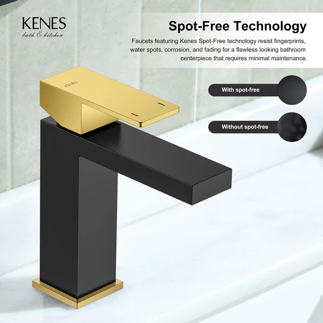 Alt view image 7 of 7 - Black and Gold Bathroom Faucets 1 Hole, Single Handle Vanity Faucet Bathroom Sink Faucet with Pop Up Drain & Supply Lines, Lead-Free cUPC & NSF Certified, 1 Handle Faucet for Vanity RV Restroom