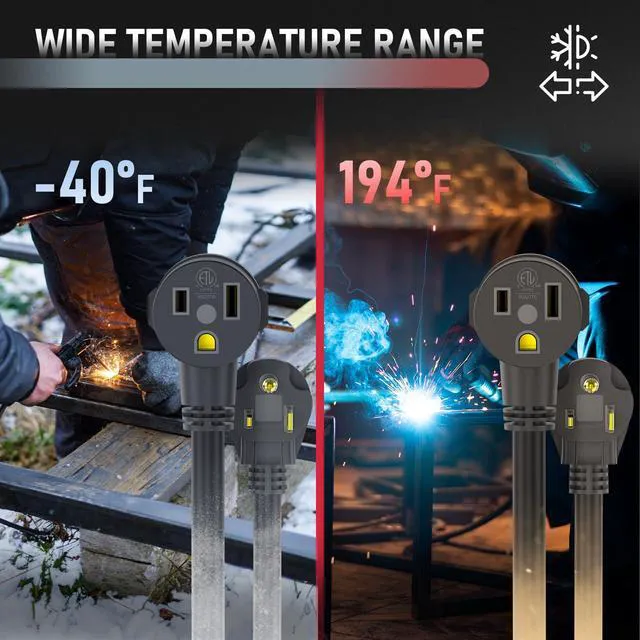Alt view image 5 of 6 - 50ft 250 Volt Welder Extension Cord 10 AWG Power Extension for Welding Machines NEMA 6-50P to 6-50R