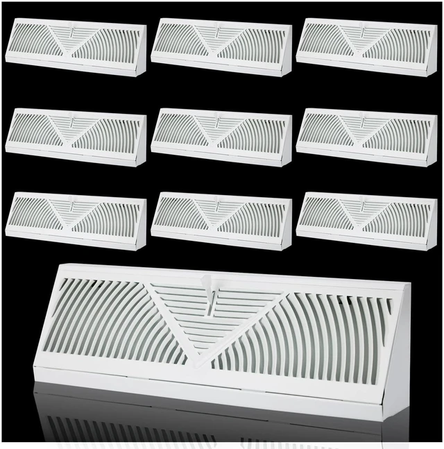 Main image of 10PK 15 inch Baseboard Register Vent for 15"Duct,Baseboard Diffusers Vent Steel Baseboard Diffuser,3 Way Maximum Air Flow,Smooth Adjust Lever,Wall Corner Base-Board Air Covers,15"Wx4.5"H x 2.75"Deep