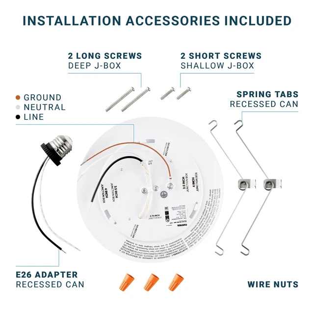 Alt view image 4 of 6 - (24 Pack) 5/6 Inch Dimmable LED Disk Light Surface Flush Mount 15W, UL Listed, Recessed Retrofit Ceiling Disc Lights, Energy Star, Installs into Junction Box Or Recessed Can, 1050lm - 2700K