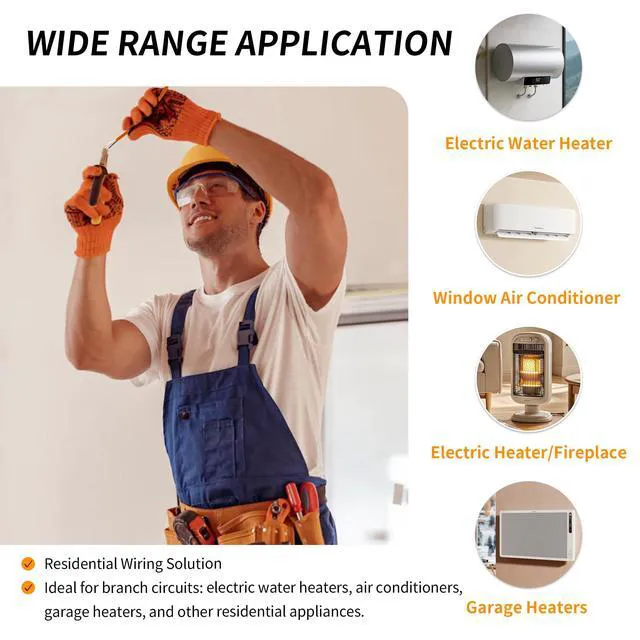 Alt view image 6 of 7 - 10/2 NM-B Cable 50 FT, UL Listed 10 Gauge Indoor Wire with Ground Solid Bare Copper, No CCA, 2 Conductors Plus Ground, Durable Orange NM-B Jacket, Easy to Strip, for Dry Locations, 600V Rated