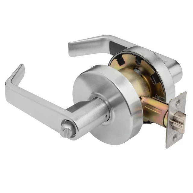 Alt view image 2 of 7 - Augusta Office/Entry Lever Lockset, ADA, Grade 2, Satin Chrome ADA Compliant Commercial Door Lever Lockset For Office, Entry Or Warehouse Use, Grade 2 Heavy Duty Construction
