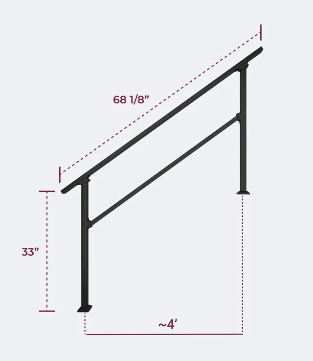 Alt view image 3 of 7 - Fence & Rail Hand Rails for Outdoor Steps, 5 Step Handrail & Indoor Stair Railing Kit, Railings for Outdoor Steps and Hand Rails for Seniors for Porch Railing & Deck Hand Rail, 4 to 5 Steps