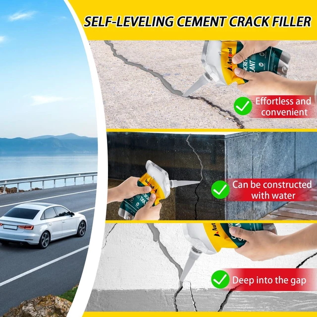 Alt view image 3 of 7 - Concrete Crack Filler, Cement Crack Filler, Self-Leveling Concrete Crack Repair Filler, High-Elasticity Waterproof Caulking Glue for Driveways, Walkways, Patios, and Driveway Crack Repair 10 PCS