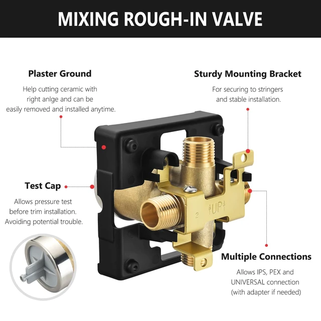 Alt view image 2 of 4 - Shower Valve for Delta R10000-UNBX, 4 Port 1/2 Inch Connection 2-Pack, R10000 Valve Kit Compatible with Delta MultiChoice 13 14 17 17T Shower and Tub Trim, Brass Construction Without Stops