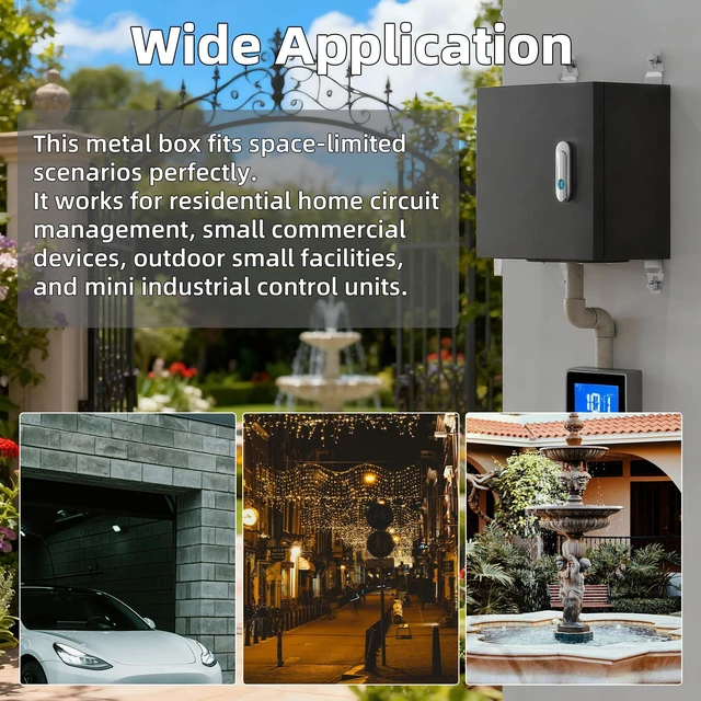 Alt view image 6 of 6 - Outdoor Electrical Box 9.8" x 9.8" x 5.9" Weatherproof Cold-Rolled Steel Box with Rail & Lock, For Home Wiring, Garden Lights & Small Commercial Devices