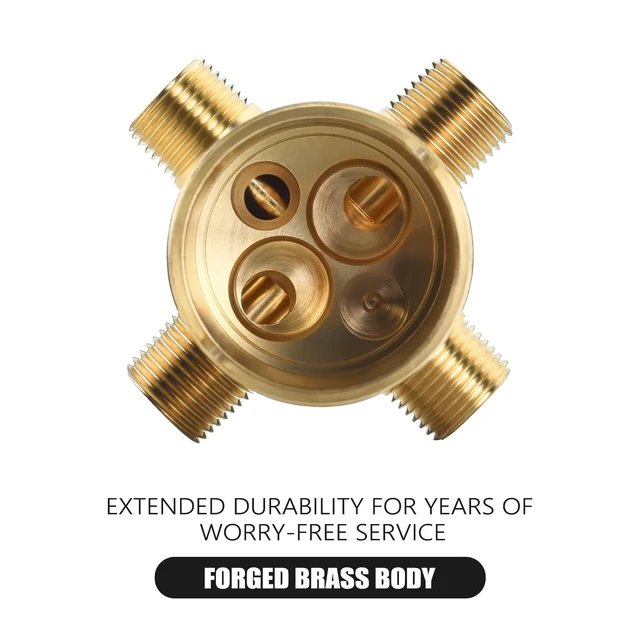 Alt view image 3 of 4 - Shower Valve for Delta R10000-UNBX, 4 Port 1/2 Inch Connection 2-Pack, R10000 Valve Kit Compatible with Delta MultiChoice 13 14 17 17T Shower and Tub Trim, Brass Construction Without Stops