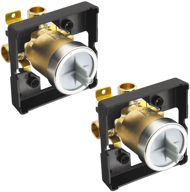 Main image of Shower Valve for Delta R10000-UNBXHF, 3 Port 1/2 Inch Connection 2-Pack, R10000 Valve Kit Compatible with Delta MultiChoice 13 14 17 17T Shower Trim, High Flow Brass Construction Without Stops