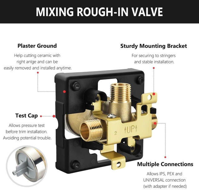 Alt view image 2 of 4 - Shower Valve for Delta R10000-UNBXHF, 3 Port 1/2 Inch Connection 2-Pack, R10000 Valve Kit Compatible with Delta MultiChoice 13 14 17 17T Shower Trim, High Flow Brass Construction Without Stops