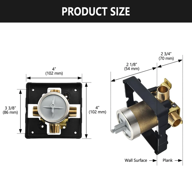 Alt view image 4 of 4 - Shower Valve for Delta R10000-UNBX, 4 Port 1/2 Inch Connection 2-Pack, R10000 Valve Kit Compatible with Delta MultiChoice 13 14 17 17T Shower and Tub Trim, Brass Construction Without Stops