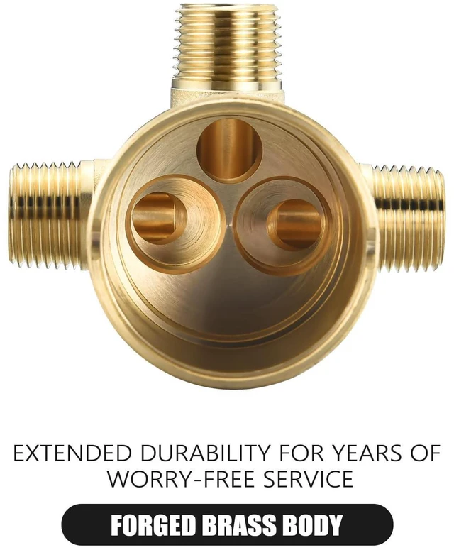 Alt view image 3 of 4 - Shower Valve for Delta R10000-UNBXHF, 3 Port 1/2 Inch Connection 2-Pack, R10000 Valve Kit Compatible with Delta MultiChoice 13 14 17 17T Shower Trim, High Flow Brass Construction Without Stops