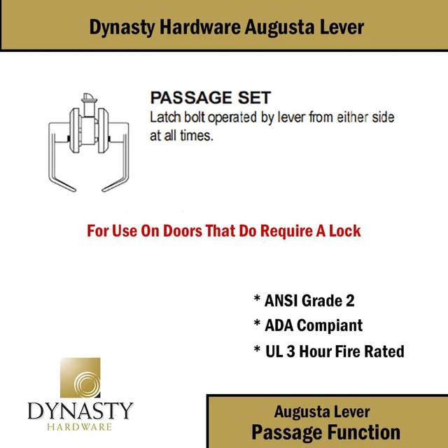 Alt view image 4 of 7 - Augusta Passage Lever Set, ADA, Grade 2, Oil Rubbed Bronze ADA Compliant Passage Door Lever Lockset For Hallway Or Closet Use, Non-Locking, Grade 2 Heavy Duty Construction