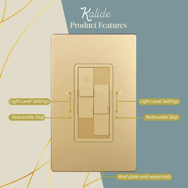 Alt view image 4 of 7 - Dual Load LED Dimmer Switch, Single Pole, GD, 2 Pack Dual sliders dim two light loads independently. Dimmable bulbs only: 200W LED/CFL or 300W incandescent/halogen. No neutral