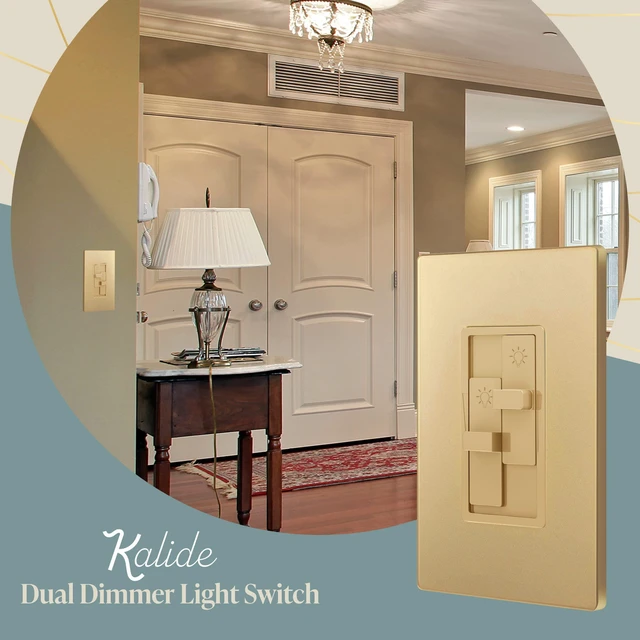 Alt view image 3 of 7 - Dual Load LED Dimmer Switch, Single Pole, GD, 2 Pack Dual sliders dim two light loads independently. Dimmable bulbs only: 200W LED/CFL or 300W incandescent/halogen. No neutral
