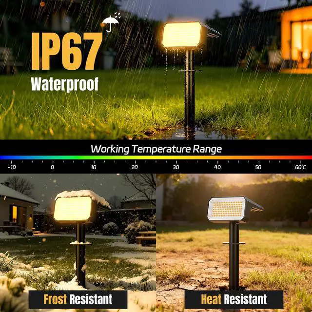 Alt view image 5 of 7 - Solar Spot Lights Outdoor Waterproof, 10 Pack, 118 LED Warm White IP67, 4 Modes Auto On/Off, Solar Powered Spotlights for Yard Garden Landscape Pathway Walkway Tree Patio Driveway