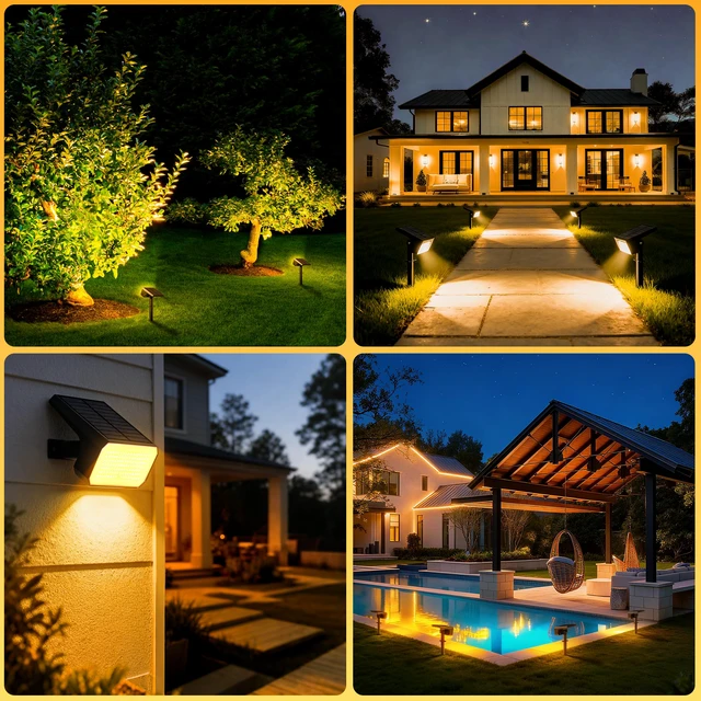 Alt view image 7 of 7 - Solar Spot Lights Outdoor Waterproof, 10 Pack, 118 LED Warm White IP67, 4 Modes Auto On/Off, Solar Powered Spotlights for Yard Garden Landscape Pathway Walkway Tree Patio Driveway