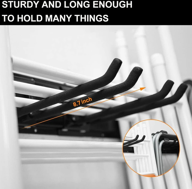 Alt view image 3 of 7 - Garage Storage Organization Wall Mount Folding Chair Hangers Heavy Duty Garden Tool Rack Organizer with 12 Adjustable Hooks 48inch Tracks Max Load 900lb