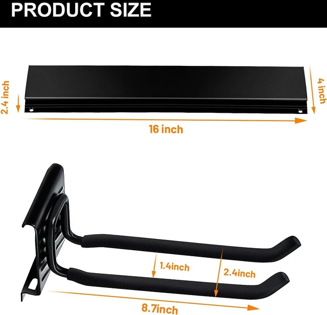 Alt view image 4 of 7 - Garage Storage Organization Wall Mount Folding Chair Hangers Heavy Duty Garden Tool Rack Organizer with 12 Adjustable Hooks 48inch Tracks Max Load 900lb