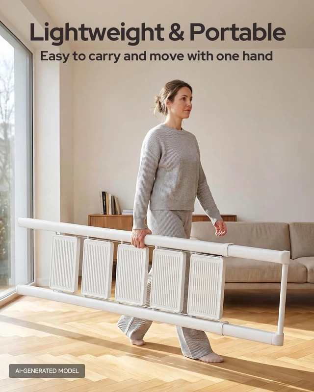 Alt view image 4 of 7 - 5 Step Ladder, Foldable 5 Step Stool, White Reach 10ft; Stepladder with Handgrip, Anti-Slip 7.9'' Pedals, Lightweight Tall Ladder for Home,Kitchen,Closet,300 lb Capacity