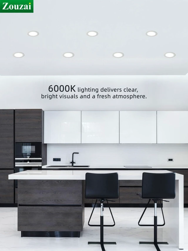 Alt view image 2 of 7 - 12 Pack 6" LED Recessed Ceiling Lights, 12W=110W, 6000K, Dimmable 1080LM 120V, Ultra-Thin Can Light, with Junction Box, Commercial & Home Use, White, Damp & IC Rated, ETL Listed