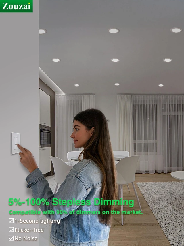 Alt view image 3 of 7 - 12 Pack 6" LED Recessed Ceiling Lights, 12W=110W, 6000K, Dimmable 1080LM 120V, Ultra-Thin Can Light, with Junction Box, Commercial & Home Use, White, Damp & IC Rated, ETL Listed