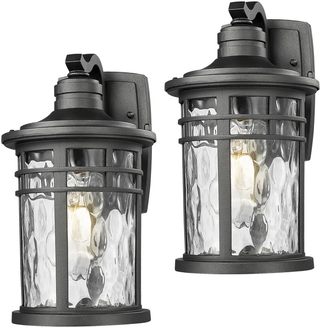 Main image of Outdoor Porch Lights Wall Mount, Outside Light Fixtures Sconces Wall Lighting with Water Ripple Glass Waterproof Exterior Lights for Patio Yard House Hallway Doorway Garage