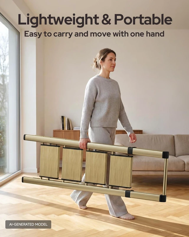 Alt view image 3 of 6 - 4 Step Ladder, Foldable 4 Step Stool, Gold Reach 8ft; Stepladder with Handgrip, Anti-Slip 7.9'' Pedals, Lightweight Tall Ladder for Home,Kitchen,Closet,300 lb Capacity
