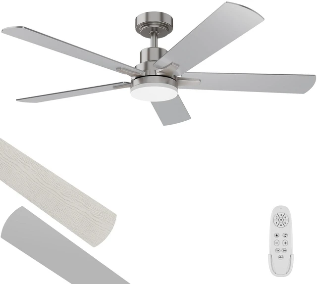 Main image of Ceiling Fan With Light 52-Inch, Remote Control Reversible DC Motors, 3CCT Dimmable Timer Noiseless, Nickel Ceiling Fan for Bedroom Living Room, Indoor&Outdoor ETL Listed