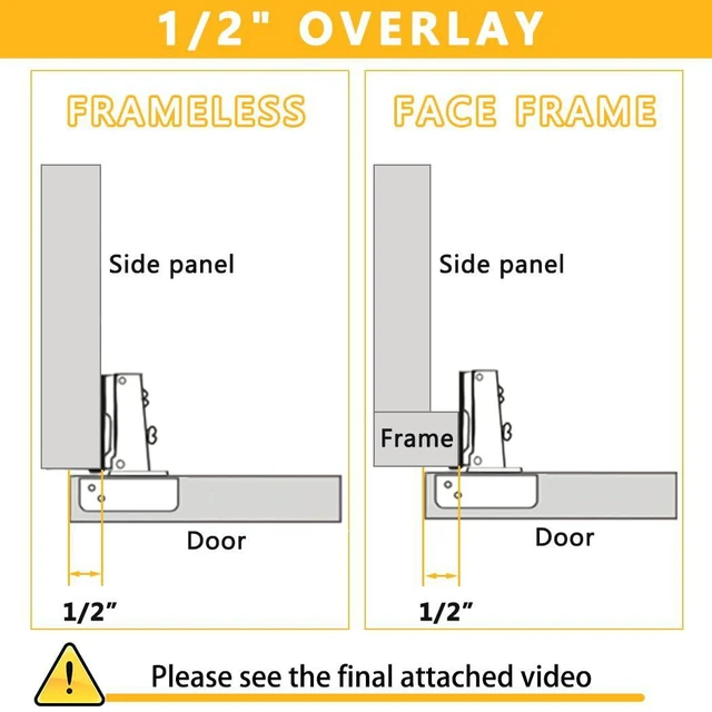 Alt view image 3 of 7 - 50 Pack Soft Close Cabinet Door Hinges for 1/2 Inch Overlay Cupboard, 105 Degree Opening Angel, Stainless Concealed Kitchen Cabinet Hinges with Mounting Screws and Manual