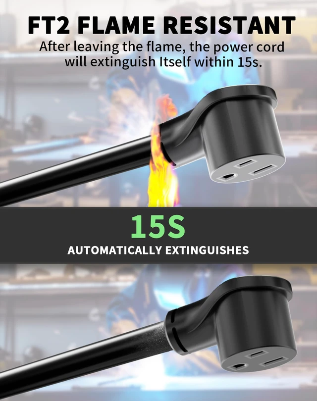 Alt view image 6 of 7 - 8/3 AWG 40FT 6-50P/R Welder Extension Cord 40A 250V Heavy Duty ETL 40 ft NEMA 6-50P to 6-50R Heavy Duty Welding Cord Heavy Duty Heat Proof Compatible with Lincoln, Miller Welders, STW, ETL