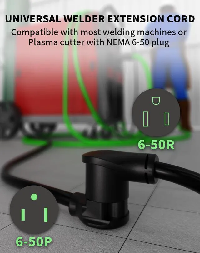Alt view image 7 of 7 - 8/3 AWG 40FT 6-50P/R Welder Extension Cord 40A 250V Heavy Duty ETL 40 ft NEMA 6-50P to 6-50R Heavy Duty Welding Cord Heavy Duty Heat Proof Compatible with Lincoln, Miller Welders, STW, ETL