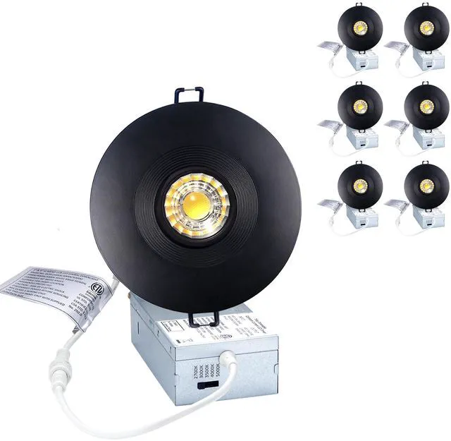 Main image of 4 Inch LED Recessed Lights 6 Pack, Adjustable Gimbal Downlight,Black Anti-dazzle,8W 851LM,Premium Canless Spotlight,5CCT 2700K-5000K,5-100% Dimmable,30°Tilt,Die-cast Aluminum,Baffle,ETL,IC Rated