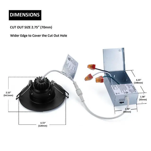 Alt view image 5 of 6 - 4 Inch LED Recessed Lights 6 Pack, Adjustable Gimbal Downlight,Black Anti-dazzle,8W 851LM,Premium Canless Spotlight,5CCT 2700K-5000K,5-100% Dimmable,30°Tilt,Die-cast Aluminum,Baffle,ETL,IC Rated