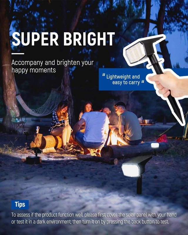 Alt view image 5 of 7 - Solar Spot Lights Outdoor Waterproof, Solar Spotlights 10 Pack Warm White 63 LED 3 Lighting Modes Solar Landscape Spotlights for Yard, Garden, Backyard, Driveway, Pathway, Wall, House, Garage