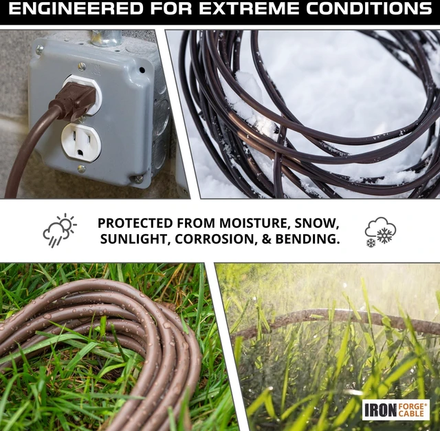 Alt view image 7 of 7 - 16 Gauge Heavy Duty Brown Extension Cord, 150 Ft - SJTW 16/3 SJTW Cable, 3 Prong Grounded Plug, 13 Amp - For Landscaping, Leaf Blowers, Lights, Appliances