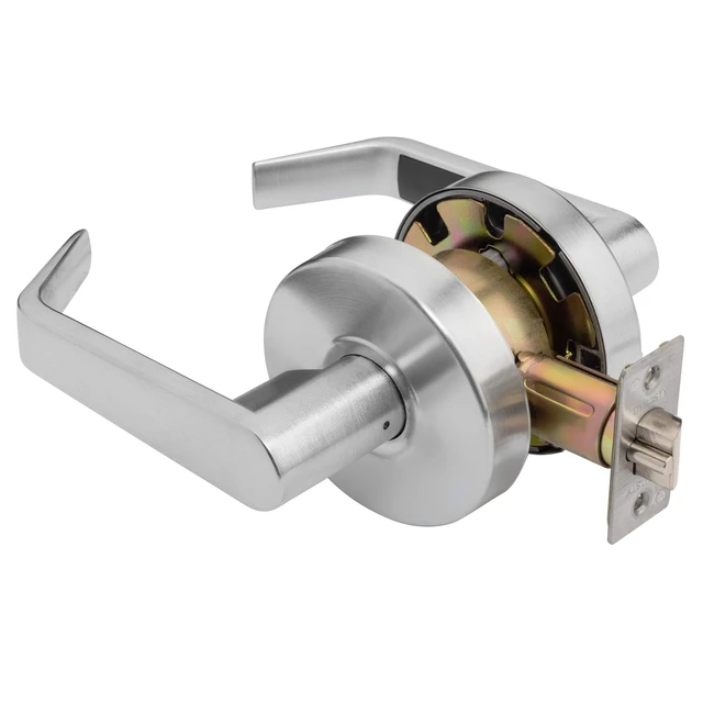 Alt view image 2 of 7 - Augusta Classroom Lever Lockset, ADA, Grade 2, Satin Chrome ADA Compliant Classroom Door Lever Lockset For School, Classroom Or Educational Facility, Grade 2 Heavy Duty Construction