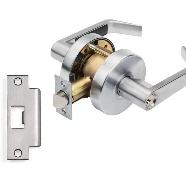 Alt view image 7 of 7 - Augusta Classroom Lever Lockset, ADA, Grade 2, Satin Chrome ADA Compliant Classroom Door Lever Lockset For School, Classroom Or Educational Facility, Grade 2 Heavy Duty Construction