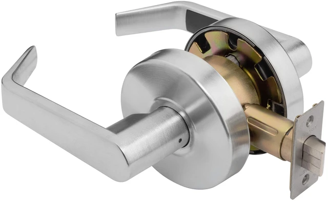 Alt view image 2 of 7 - Augusta Storeroom Lever Lockset, ADA, Grade 2, Satin Chrome ADA Compliant Storeroom Door Lever Lockset For Storage Room Or Commercial Facility, Grade 2 Heavy Duty Construction